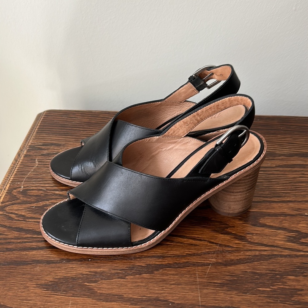 EUC Madewell Leather Peep Toe Heels Sandals